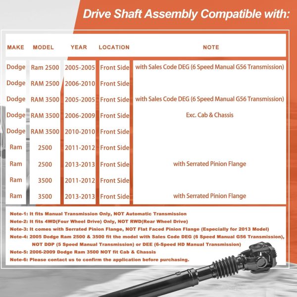 Orceed Dodge Ram 2500 Drive Shaft Assembly-2